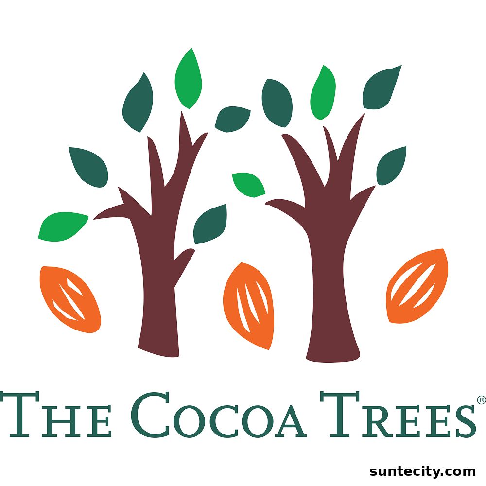 The Cocoa Trees logo features two stylized trees with green leaves and cocoa pods.