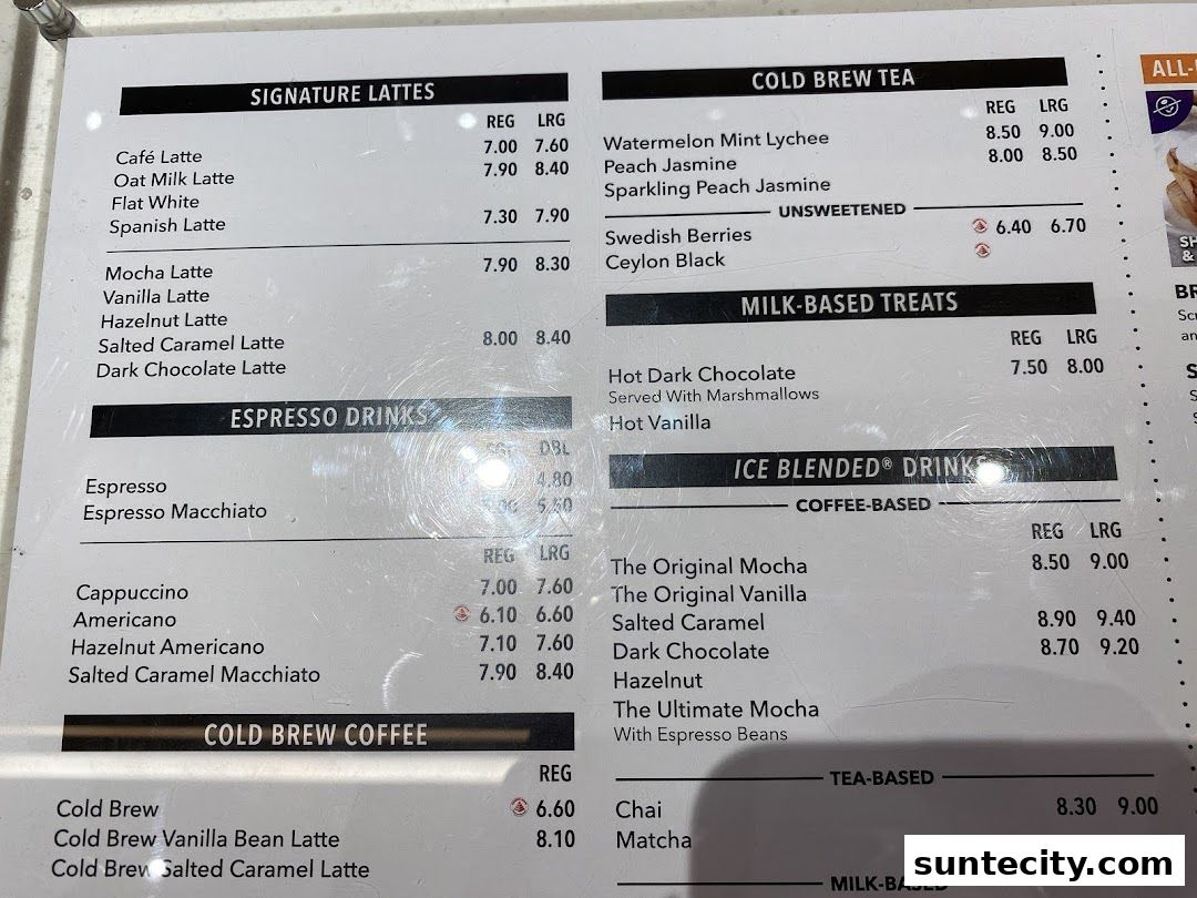 Menu page for The Coffee Bean  Tea Leaf