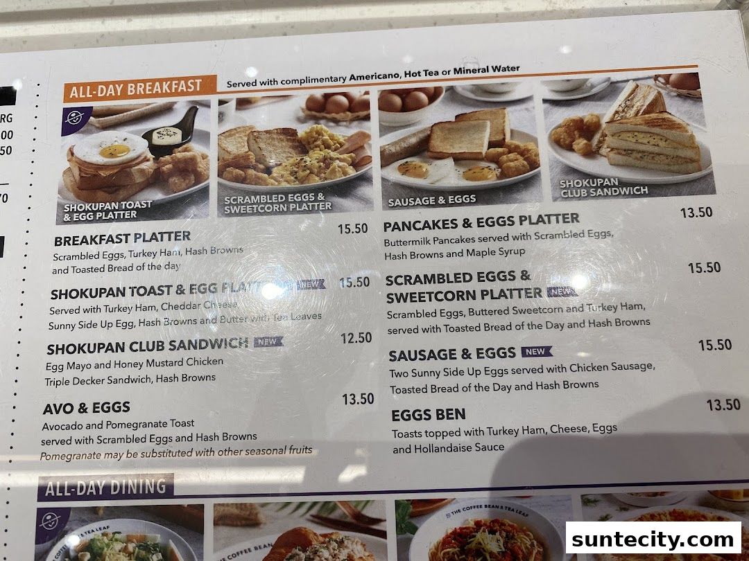 Menu page for The Coffee Bean  Tea Leaf