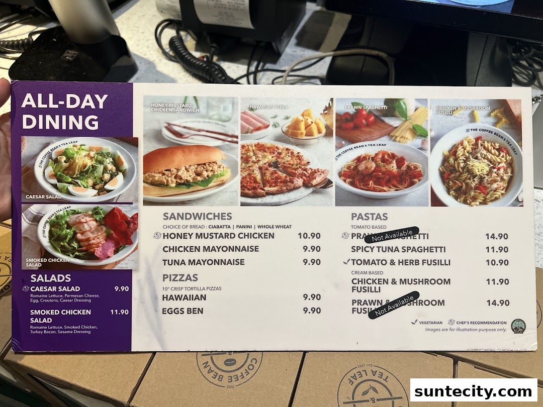 Menu page for The Coffee Bean  Tea Leaf