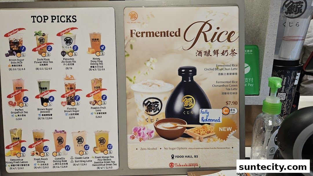 Menu page for The Whale Tea SG - Suntec City Mall