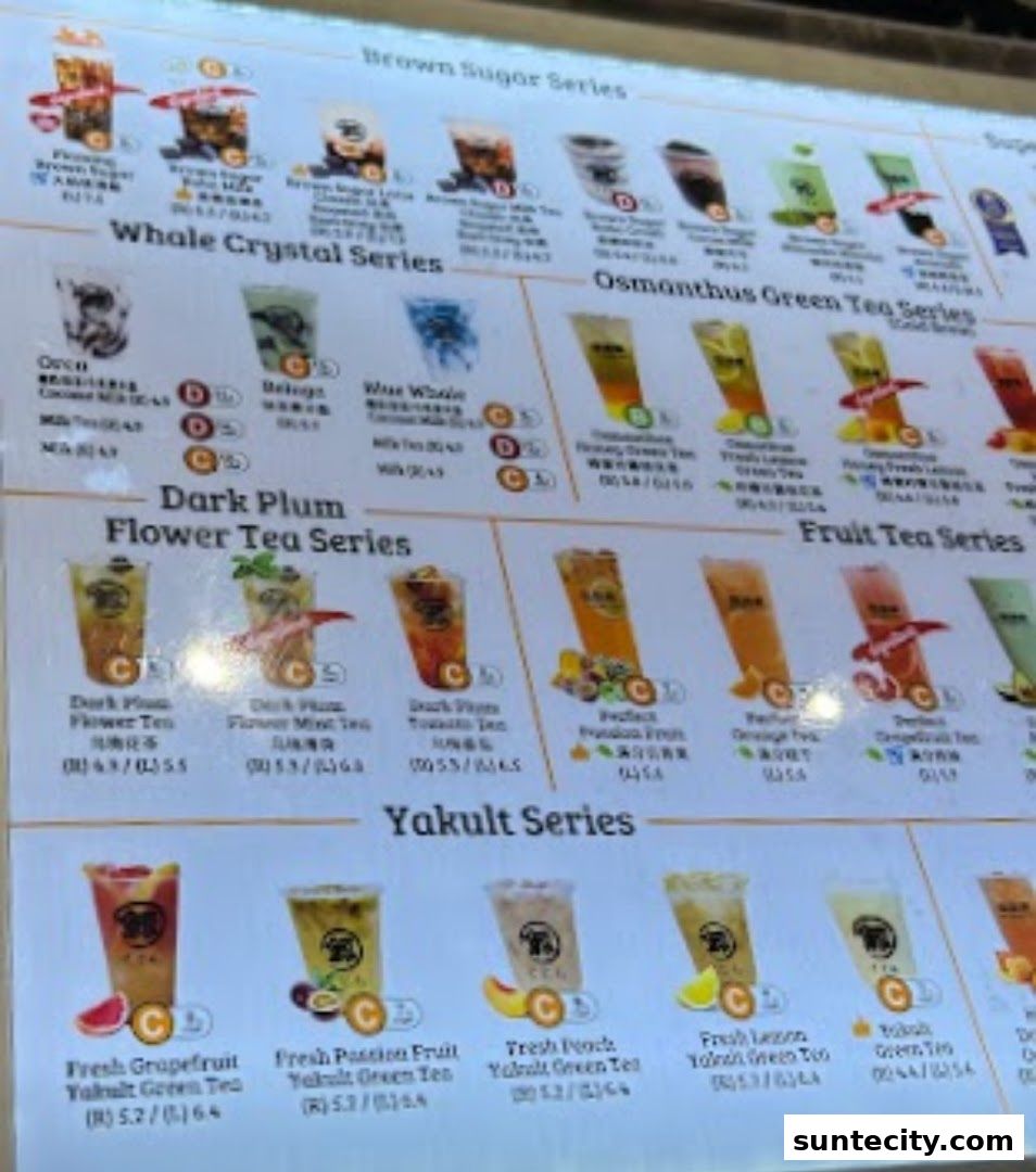 Menu page for The Whale Tea SG - Suntec City Mall