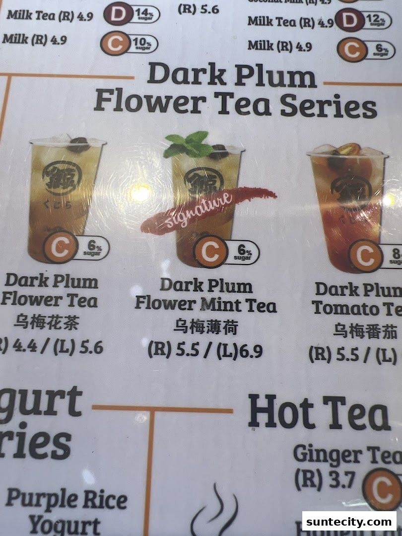 Menu page for The Whale Tea SG - Suntec City Mall