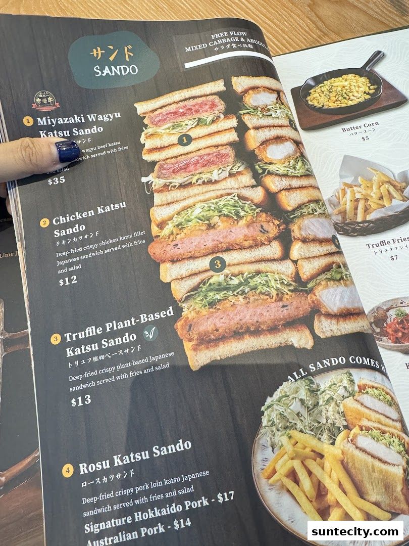 Menu page for Tonkatsu ENbiton