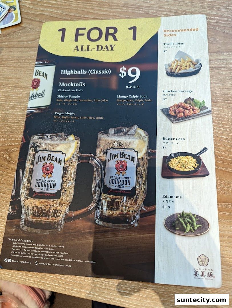 Menu page for Tonkatsu ENbiton