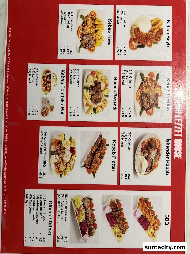 Menu page for Turkish Lezzet House