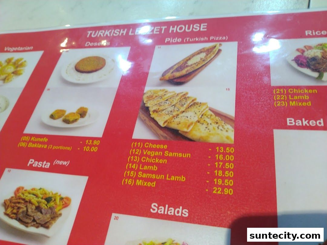 Menu page for Turkish Lezzet House
