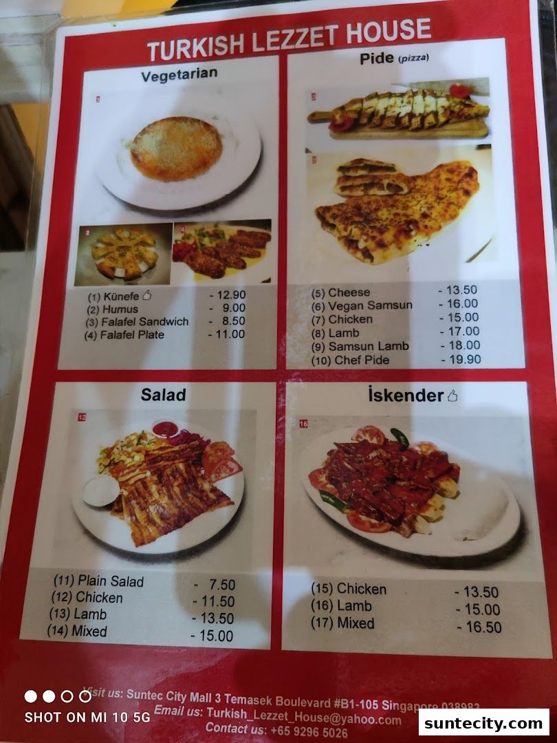 Menu page for Turkish Lezzet House