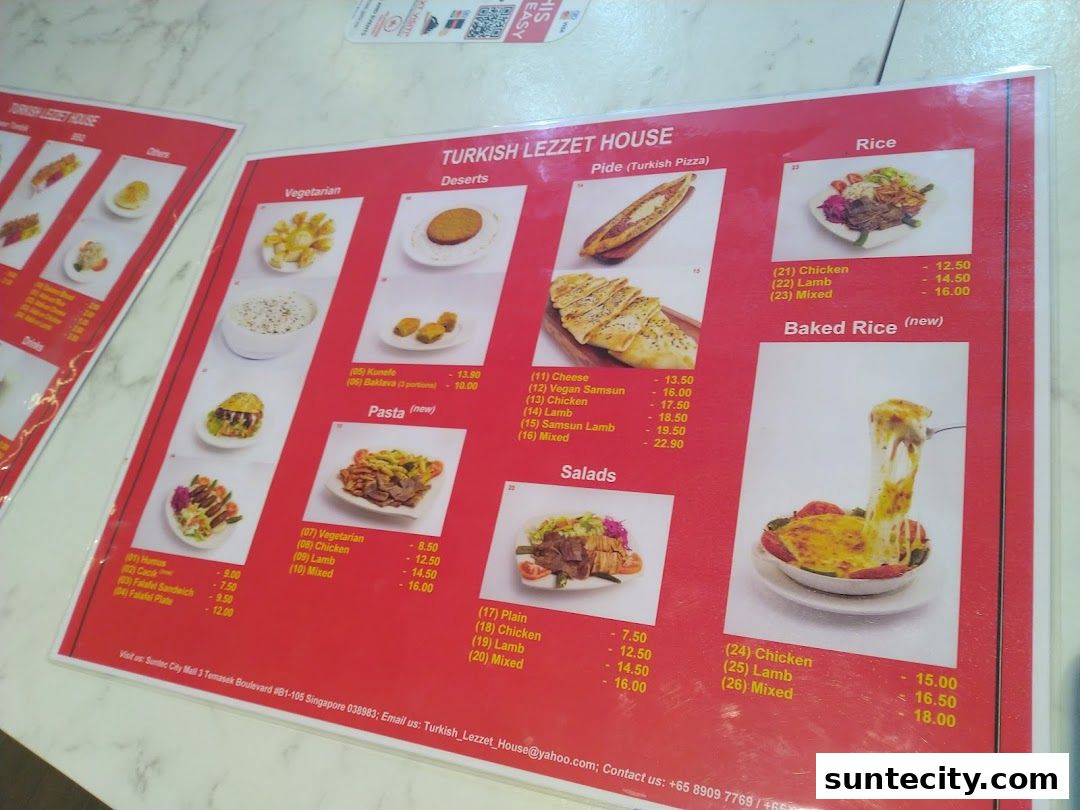 Menu page for Turkish Lezzet House