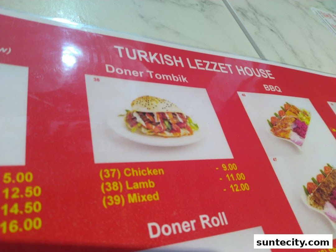 Menu page for Turkish Lezzet House