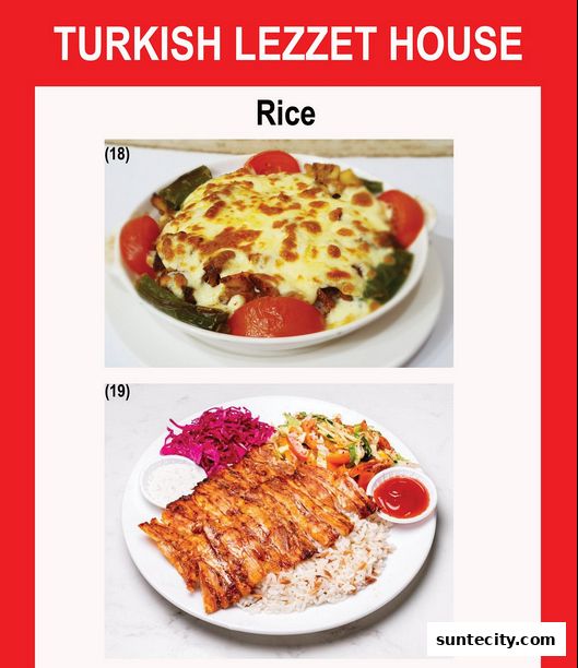 Menu page for Turkish Lezzet House
