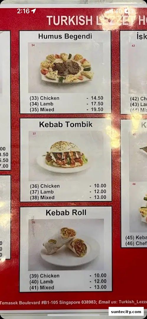 Menu page for Turkish Lezzet House
