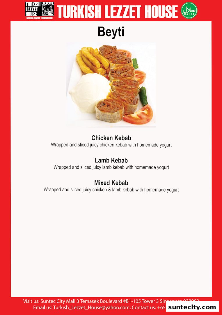 Menu page for Turkish Lezzet House