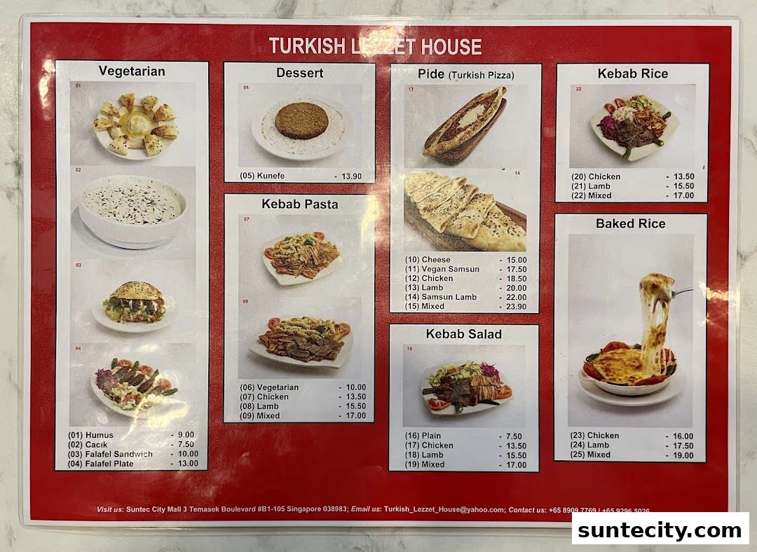 Menu page for Turkish Lezzet House