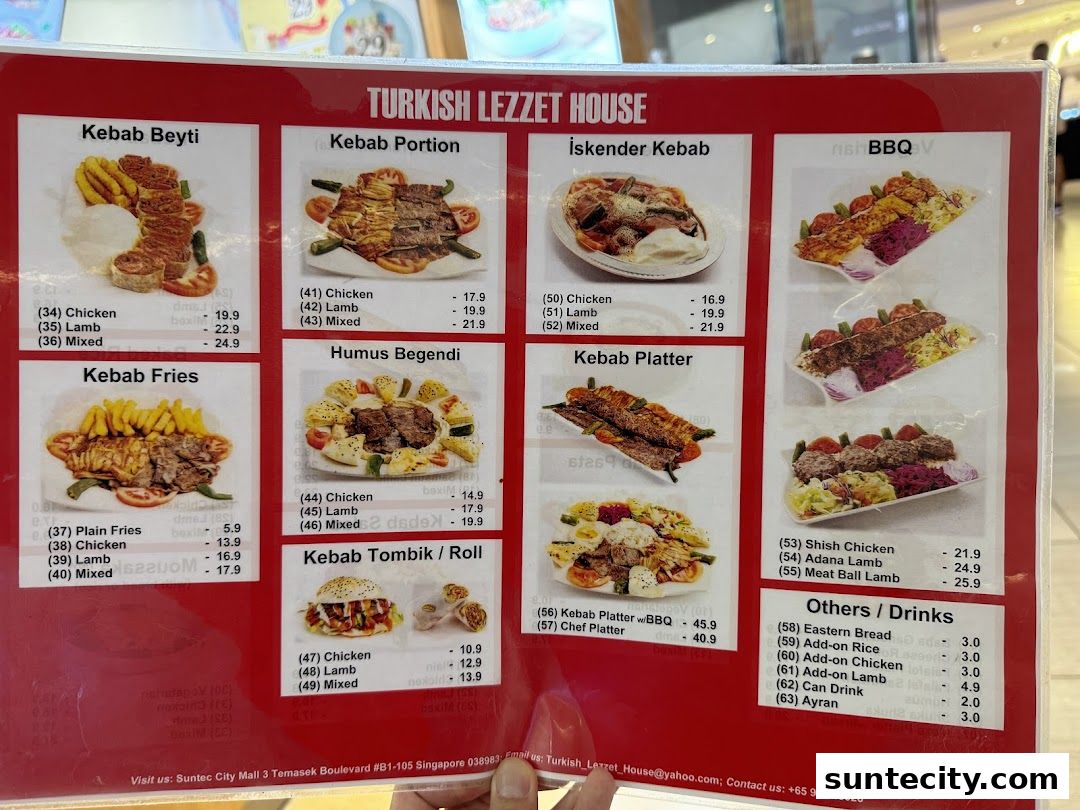Menu page for Turkish Lezzet House