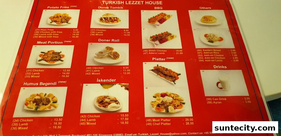 Menu page for Turkish Lezzet House