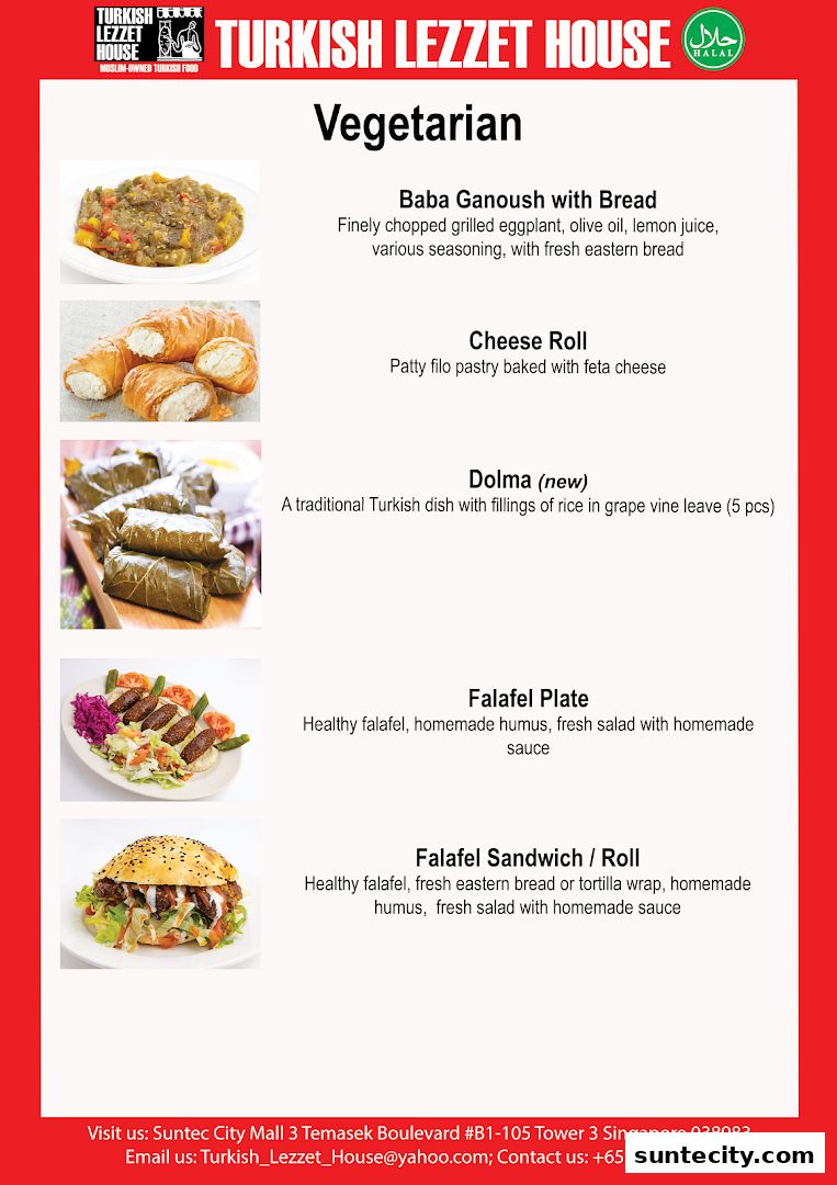 Menu page for Turkish Lezzet House