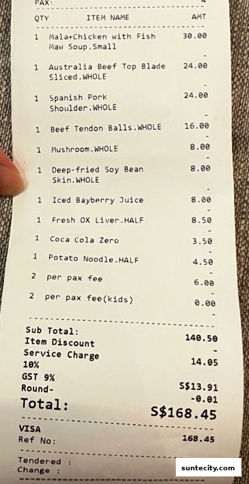 Menu page for Uncle Fong Hotpot Restaurant Suntec City 方叔叔重庆老火锅