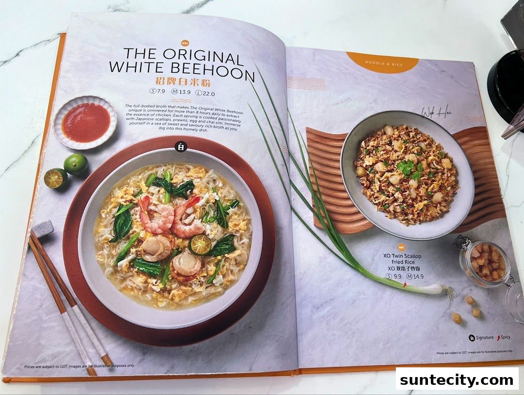 Menu page for White Restaurant Suntec City