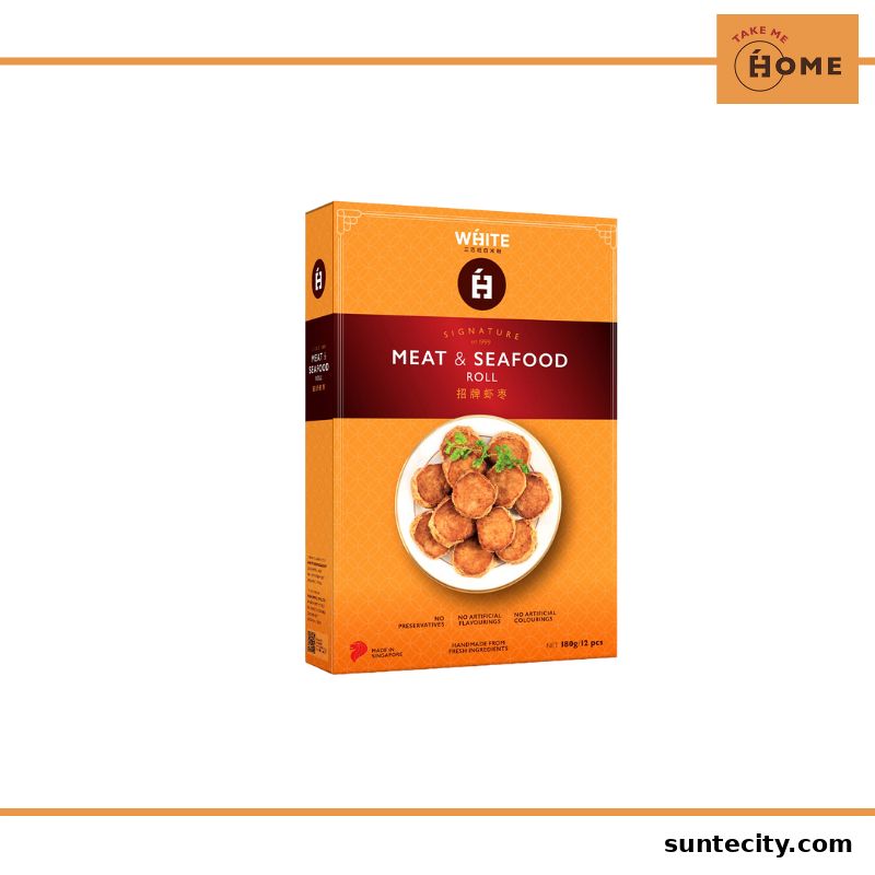 A box of White Restaurant's Signature Meat & Seafood Roll.