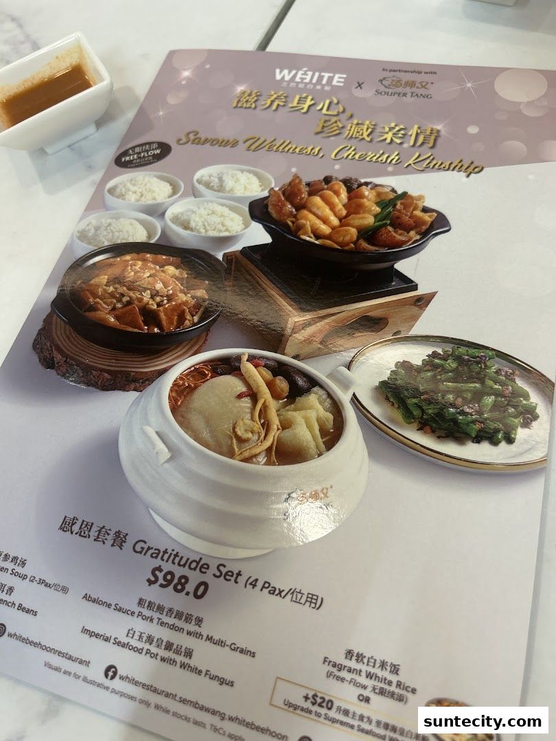 Menu page for White Restaurant Suntec City