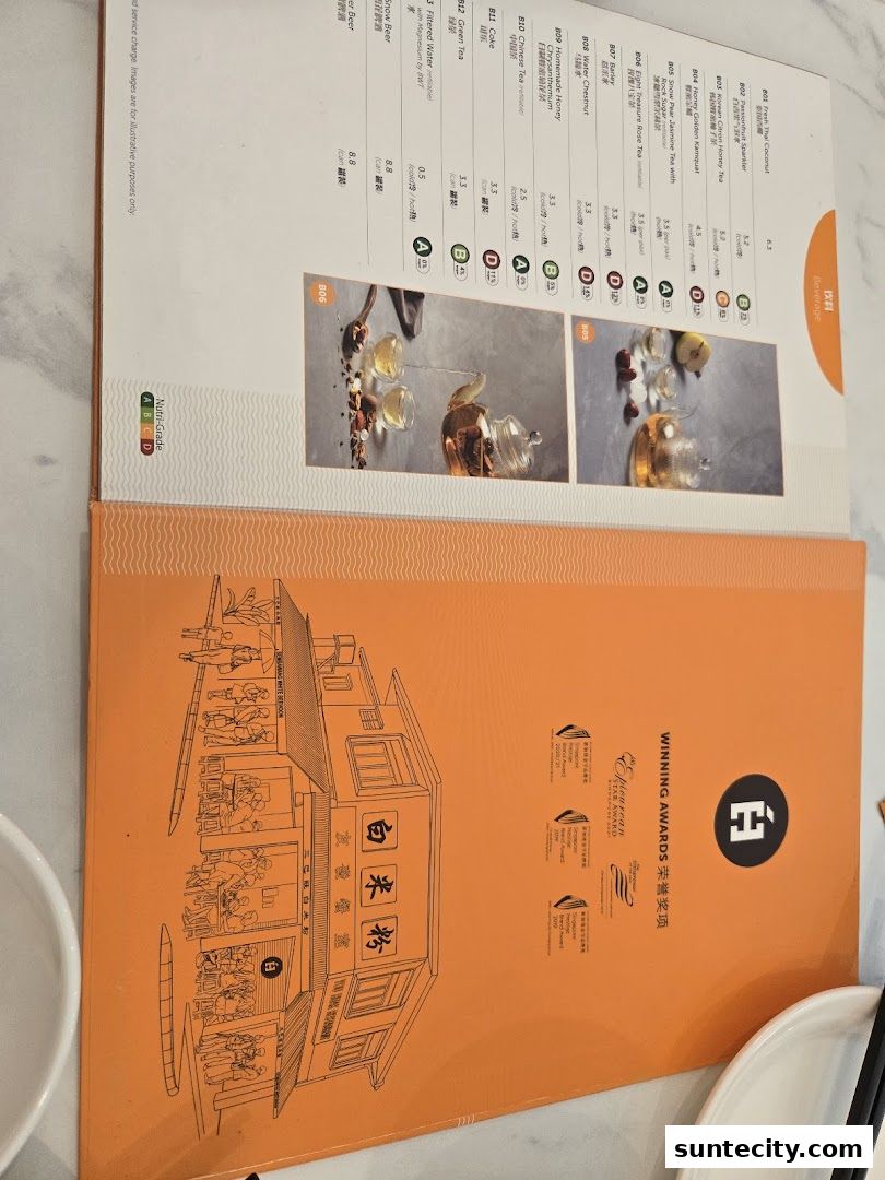 Menu page for White Restaurant Suntec City