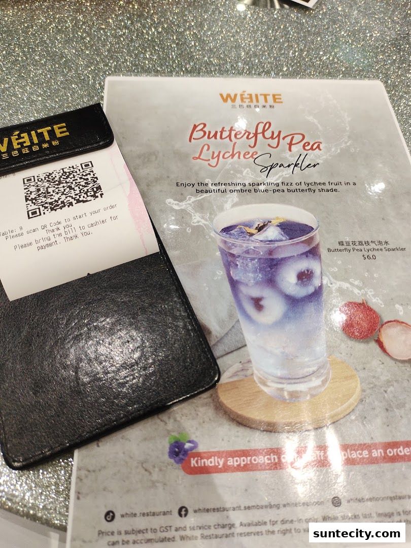 Menu page for White Restaurant Suntec City