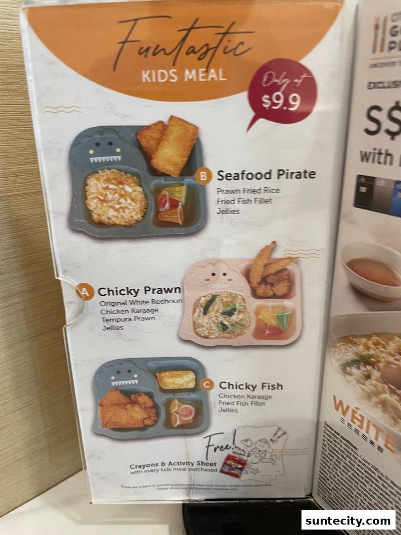 Menu page for White Restaurant Suntec City