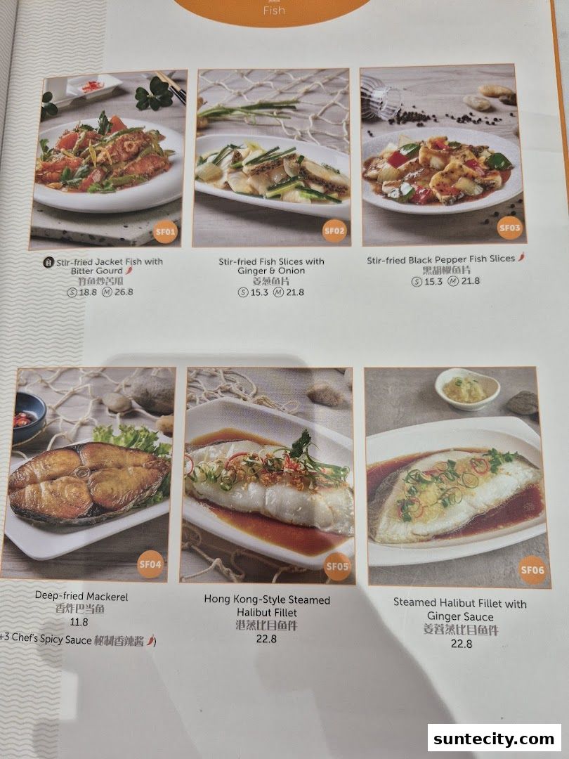 Menu page for White Restaurant Suntec City