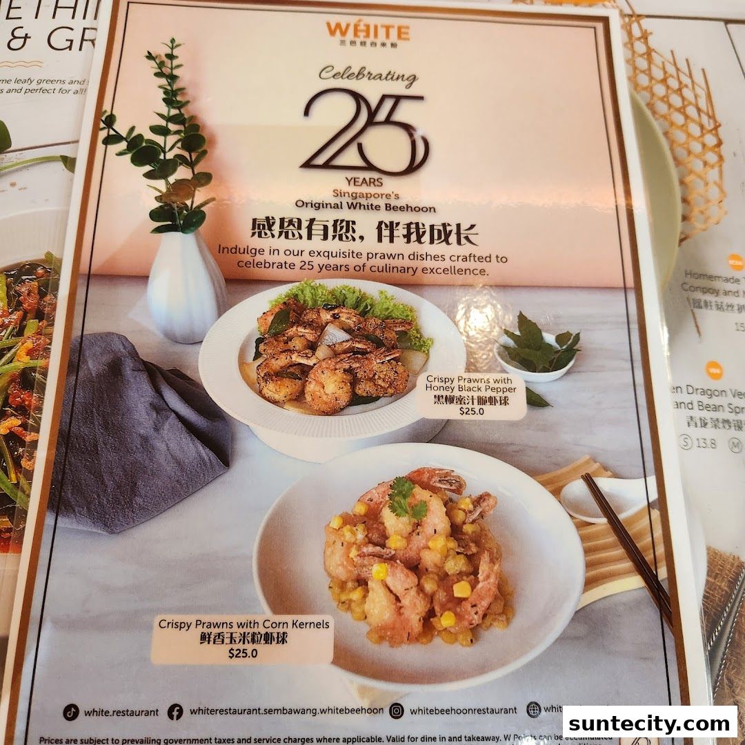 Menu page for White Restaurant Suntec City