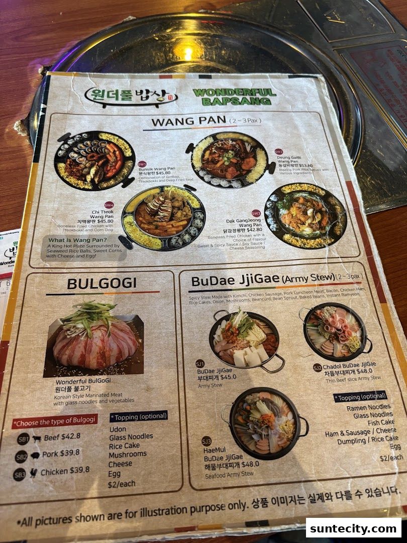 Menu page for Wonderful BapSang
