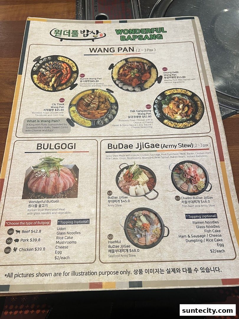 Menu page for Wonderful BapSang