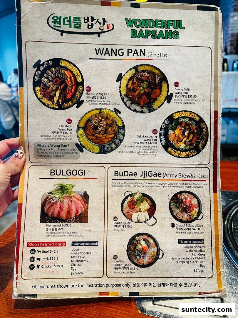Menu page for Wonderful BapSang