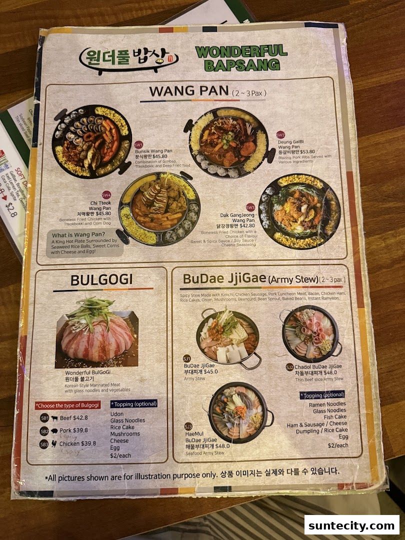 Menu page for Wonderful BapSang