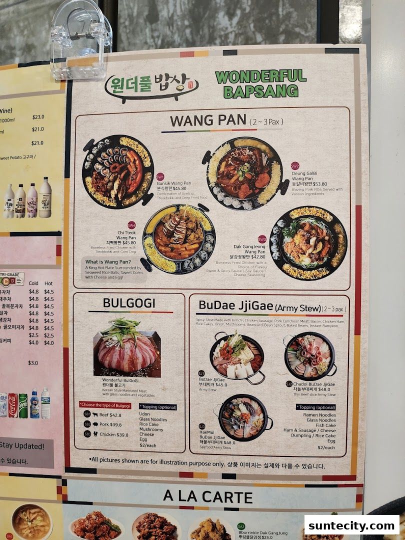Menu page for Wonderful BapSang