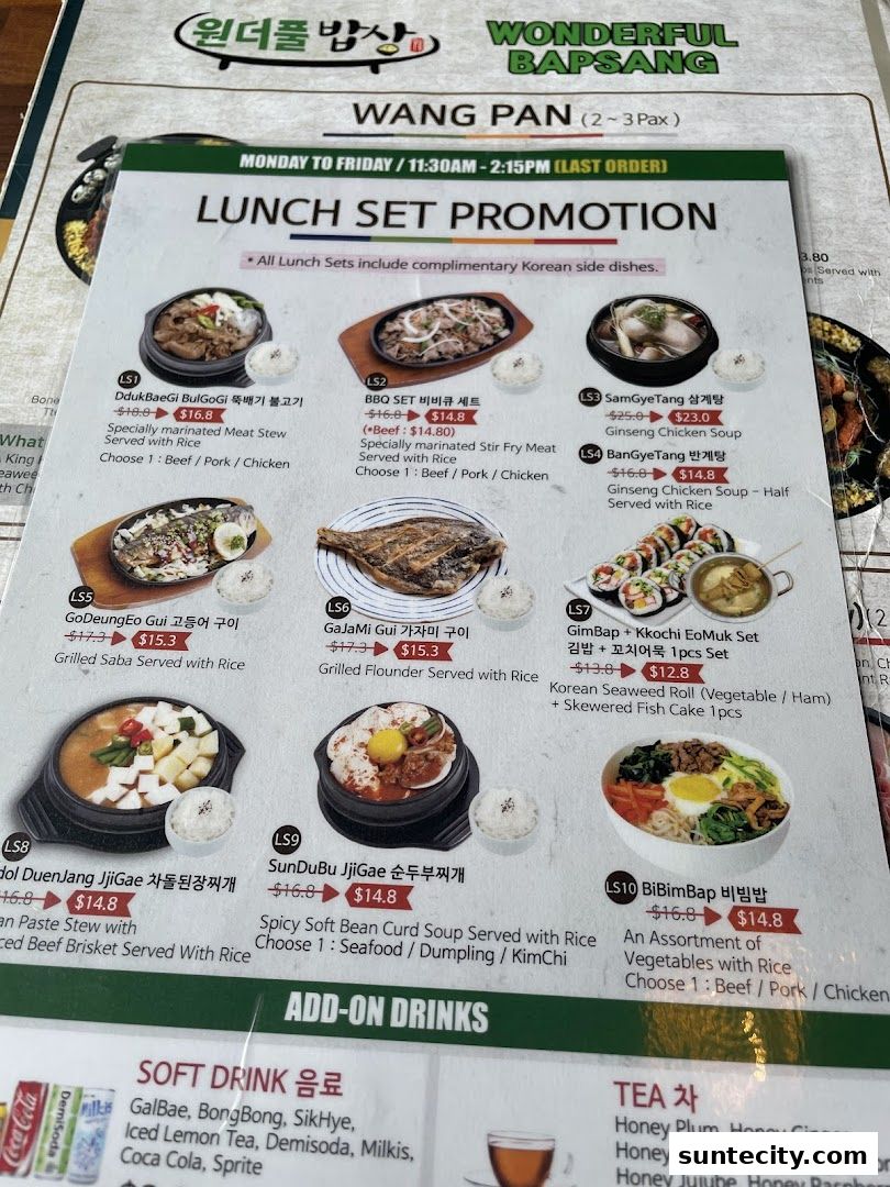 Menu page for Wonderful BapSang