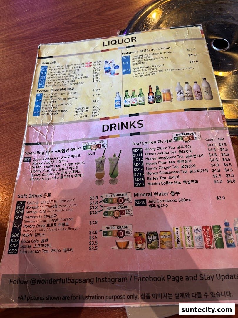 Menu page for Wonderful BapSang