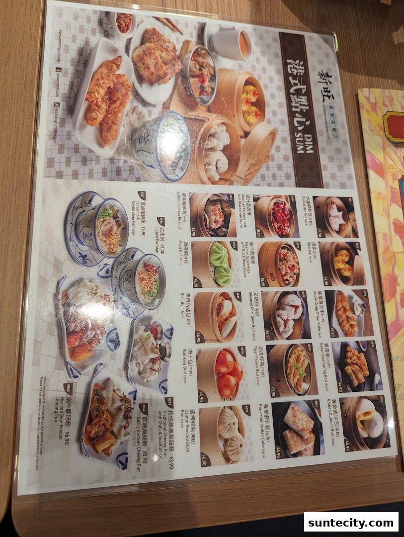 Menu page for Xin Wang Hong Kong Cafe