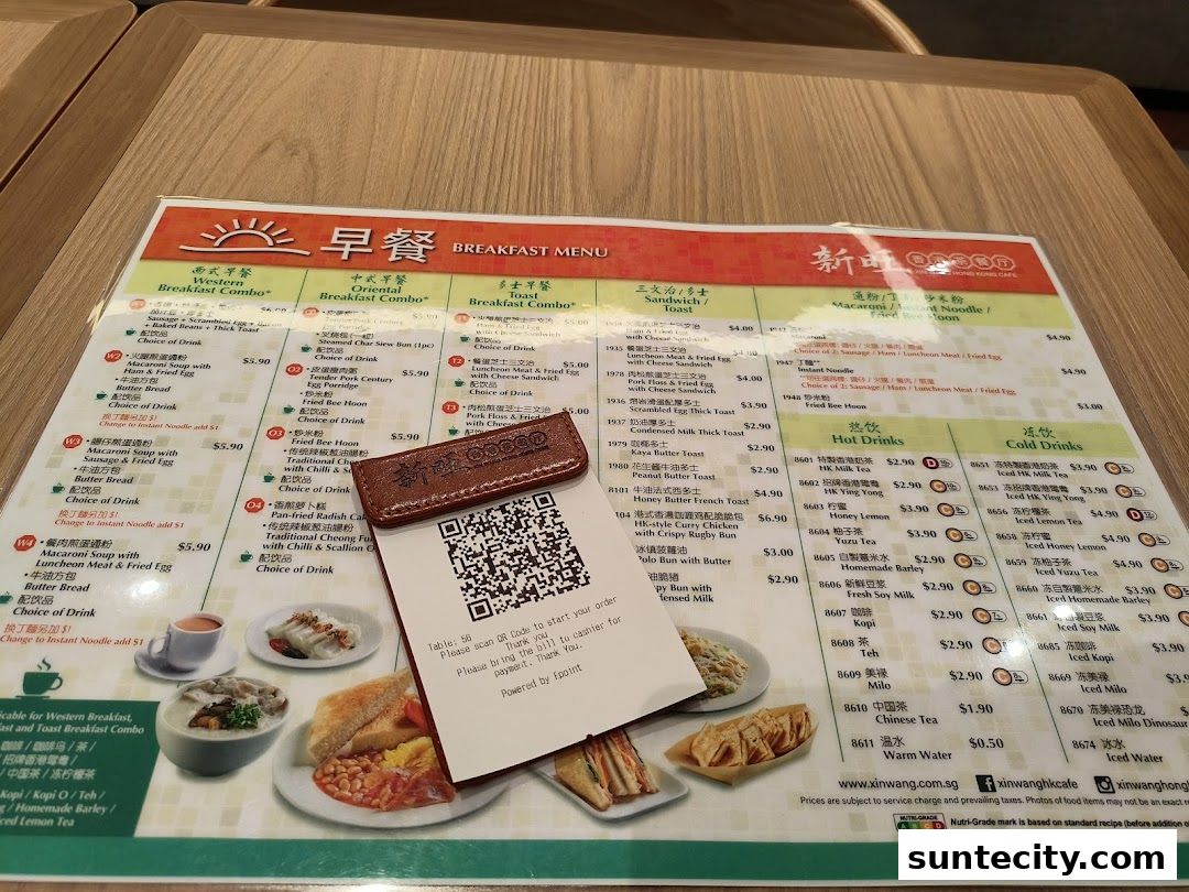Menu page for Xin Wang Hong Kong Cafe