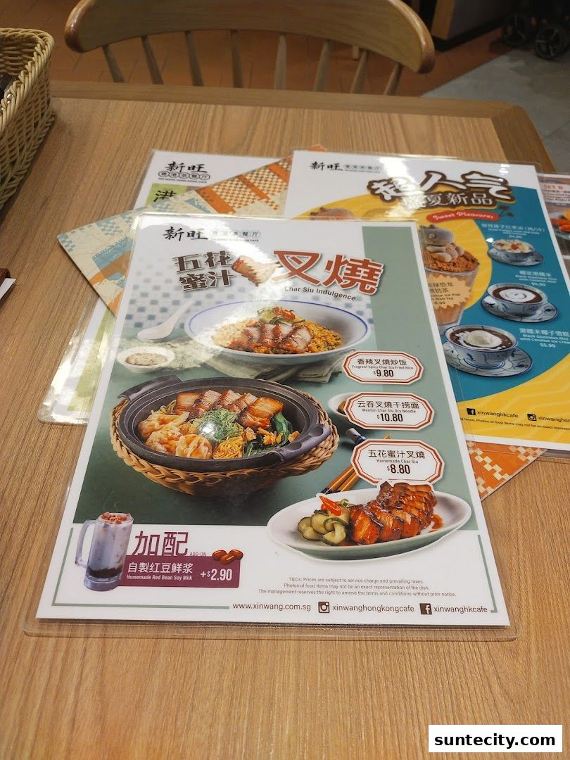 Menu page for Xin Wang Hong Kong Cafe
