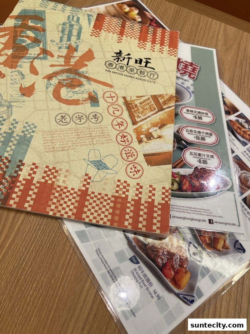 Menu page for Xin Wang Hong Kong Cafe