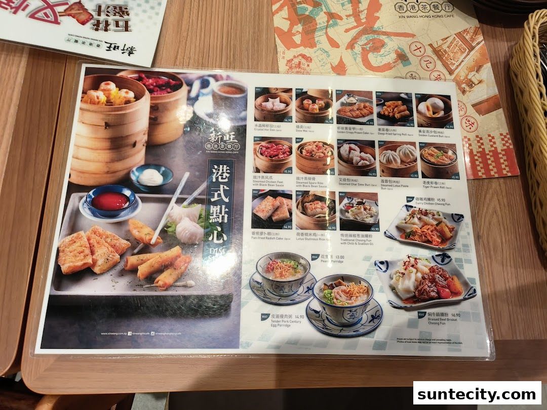 Menu page for Xin Wang Hong Kong Cafe