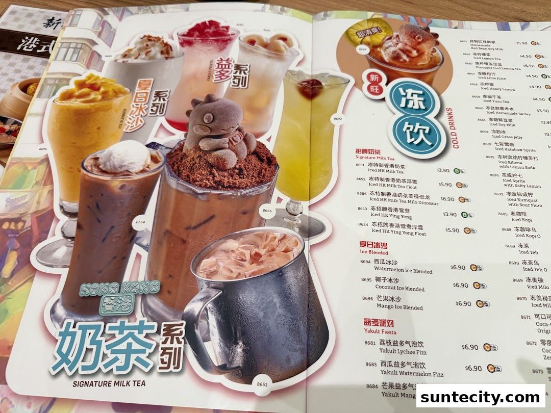 Menu page for Xin Wang Hong Kong Cafe