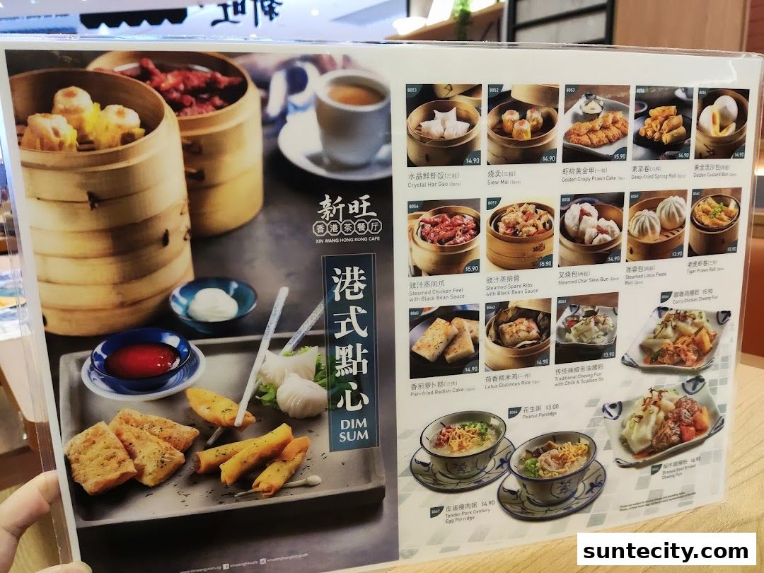 Menu page for Xin Wang Hong Kong Cafe