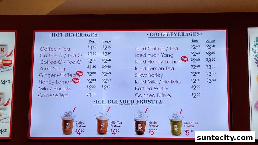 Menu page for Ya Kun Kaya Toast Suntec City East Tower Basement 1
