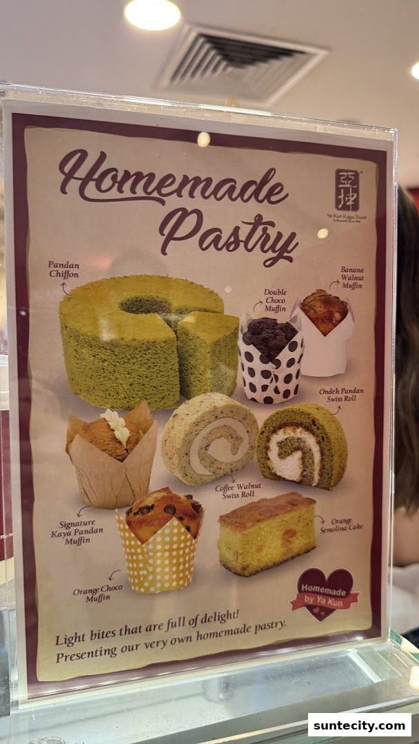 Menu page for Ya Kun Kaya Toast Suntec City East Tower Basement 1