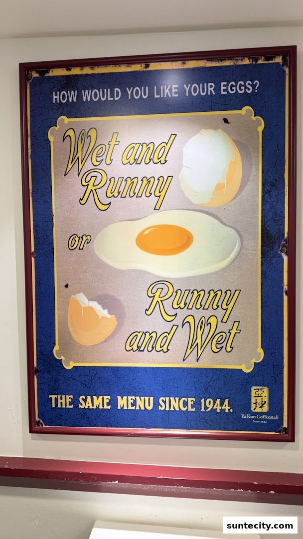 A vintage-style sign for Ya Kun Kaya Toast about how to cook eggs.