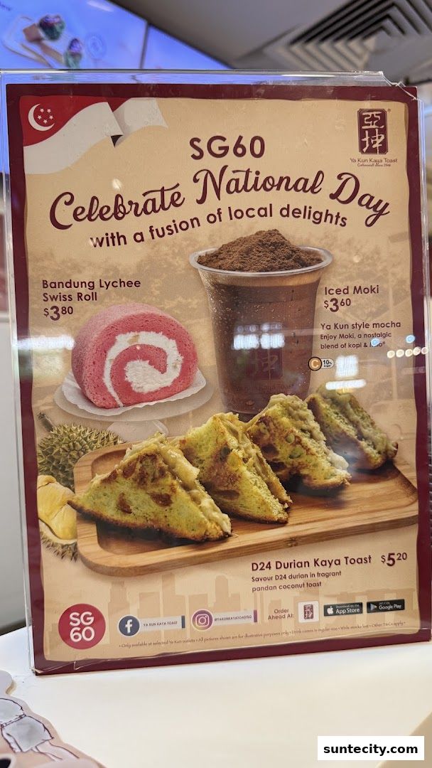 Menu page for Ya Kun Kaya Toast Suntec City East Tower Basement 1
