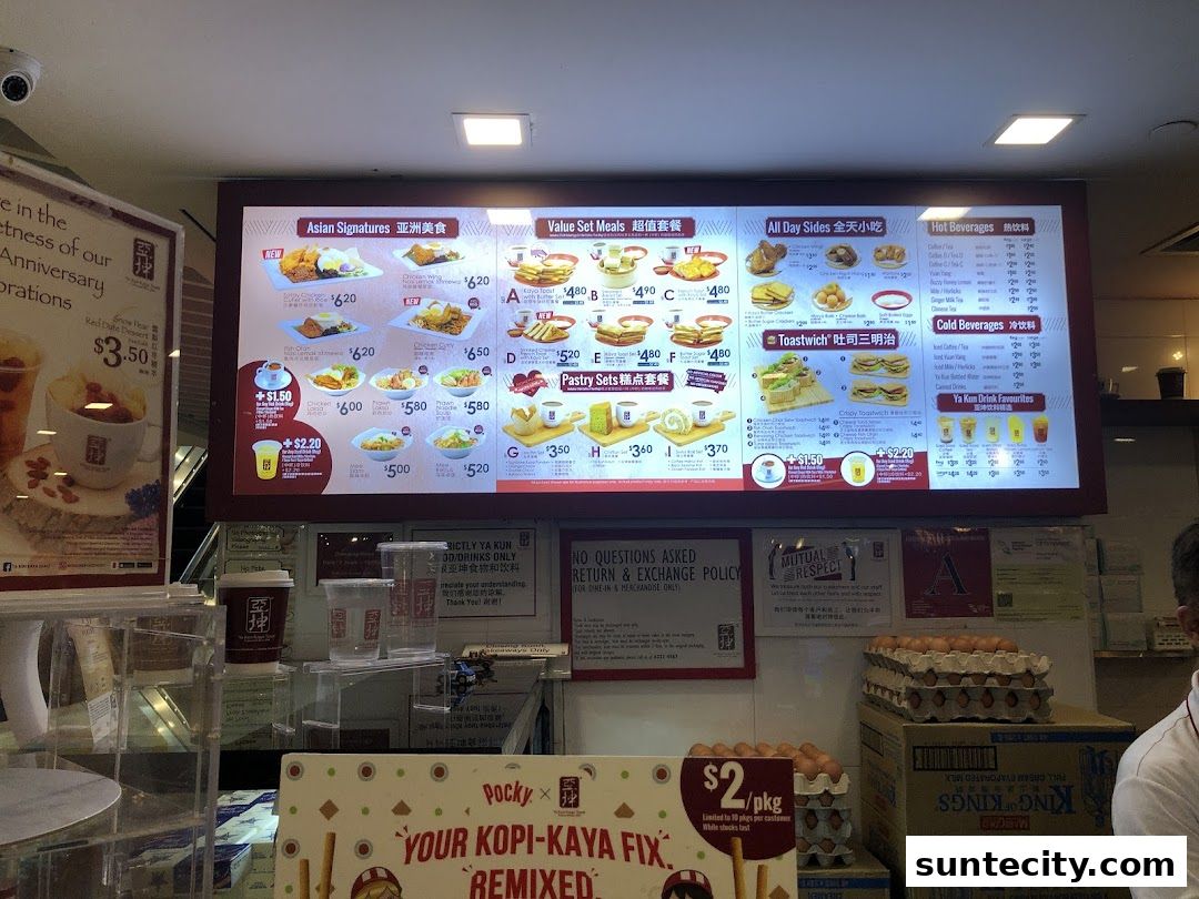 Menu page for Ya Kun Kaya Toast Suntec City East Tower Basement 1