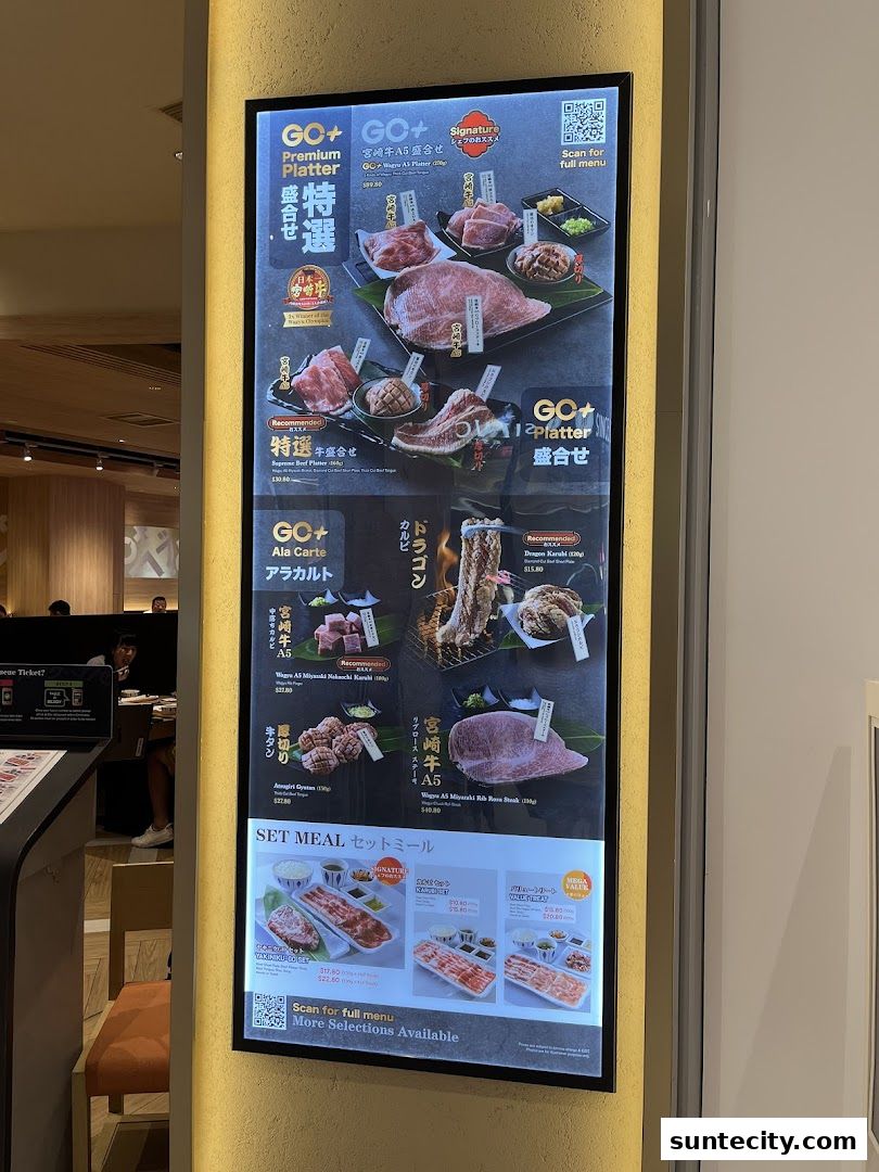 Menu page for Yakiniku-GO Plus